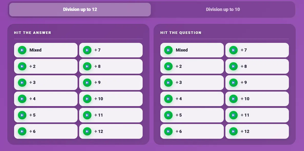 division facts up to 12